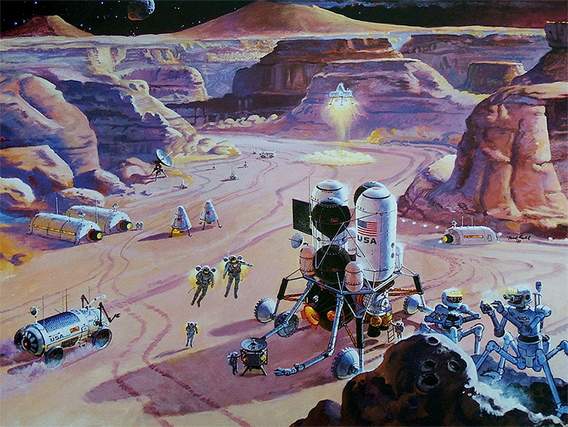 Another busy day on Mars by Robert McCall - Tô no Cosmos